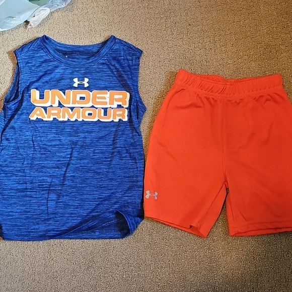 UNDER ARMOUR 4 LOT EUC BOYS 1 SHORT SET 3 SHIRTS - Picture 2 of 14